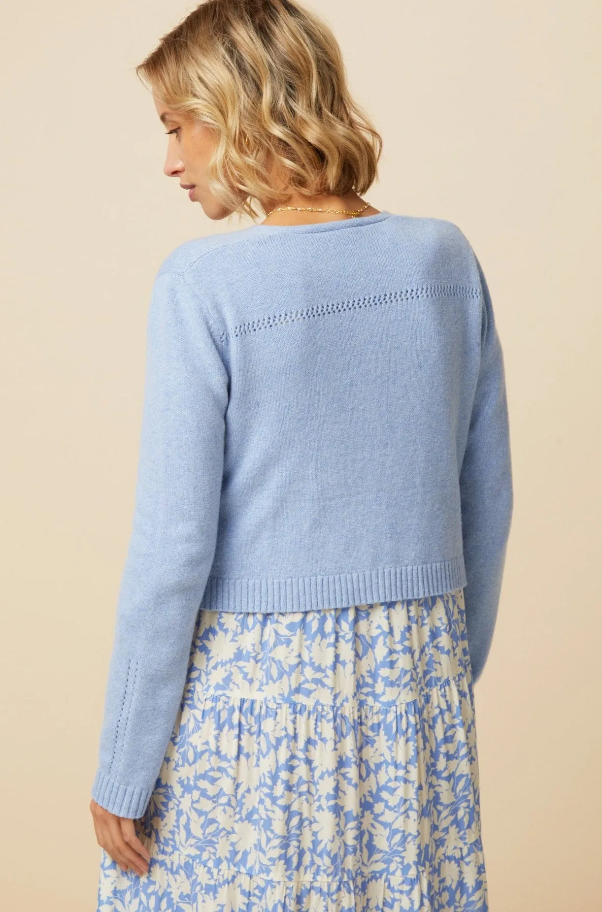 Merino Wool Edge To Edge Cardigan | Pale Blue