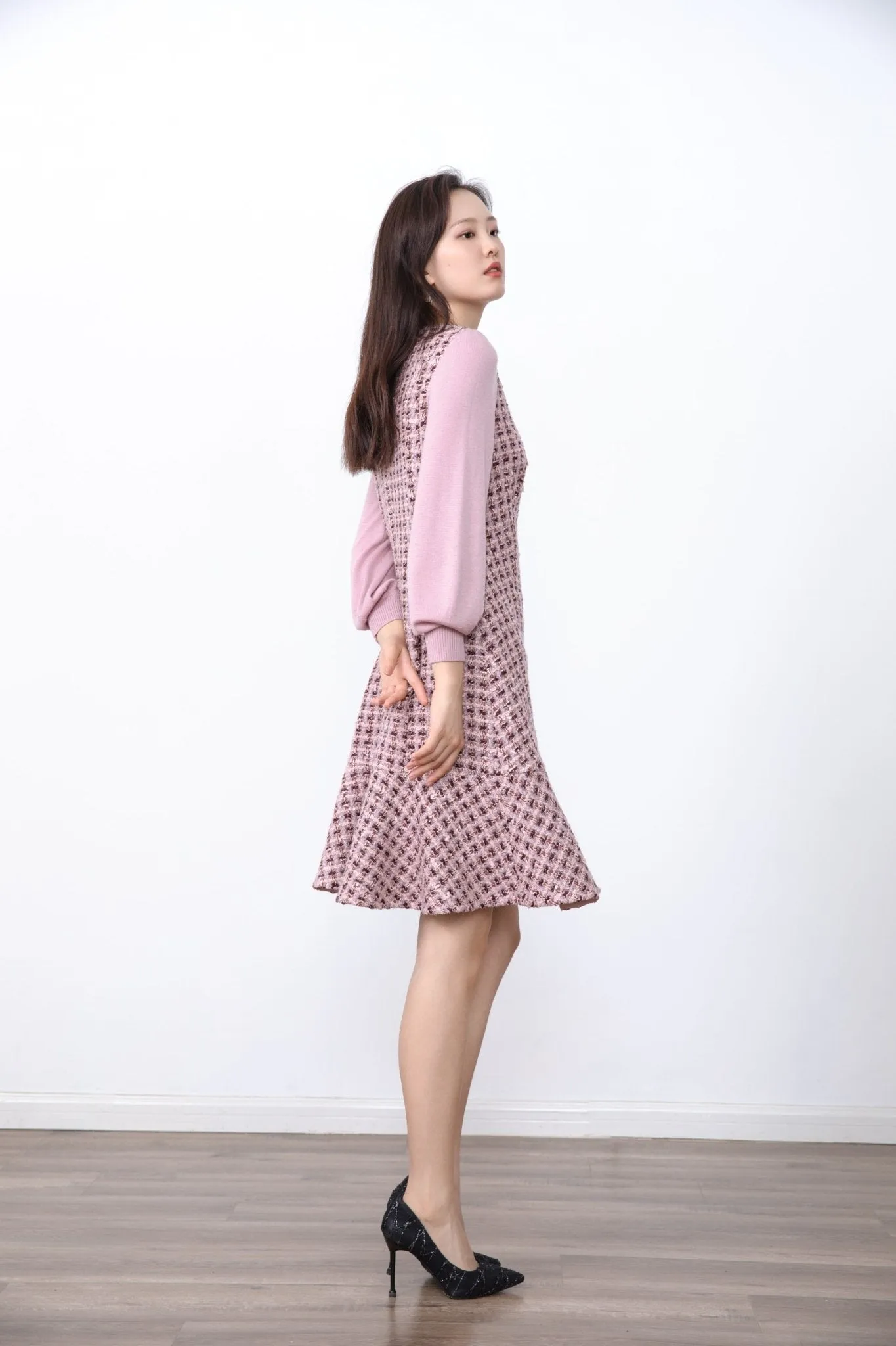 Mist Pink Tweed Dress