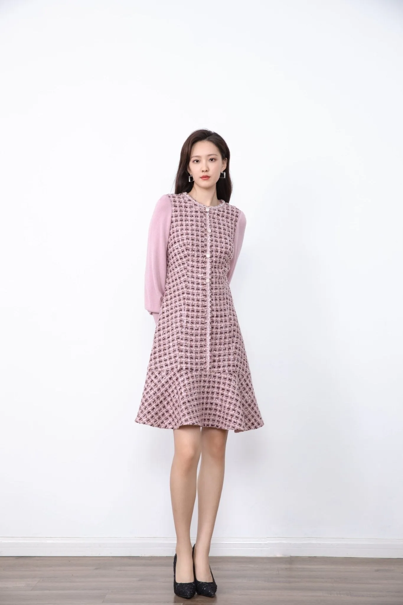 Mist Pink Tweed Dress