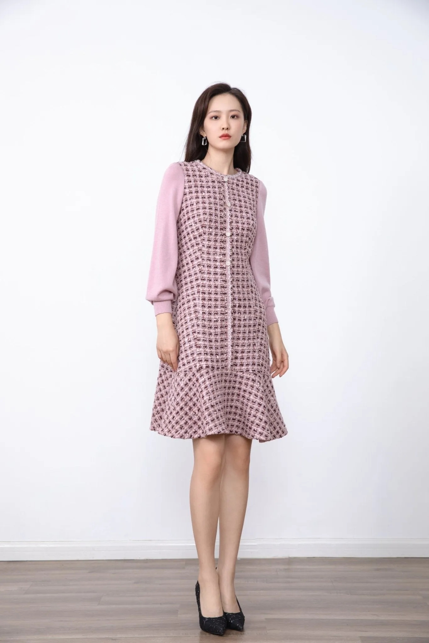 Mist Pink Tweed Dress