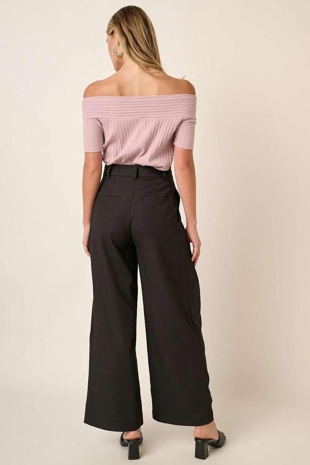 Mittoshop Wide Leg Linen Pants USA Stock Deep Pleated High Waisted