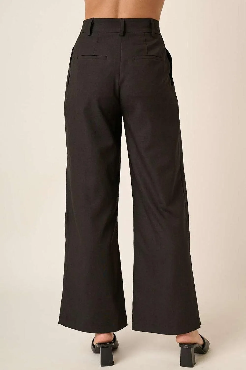 Mittoshop Wide Leg Linen Pants USA Stock Deep Pleated High Waisted