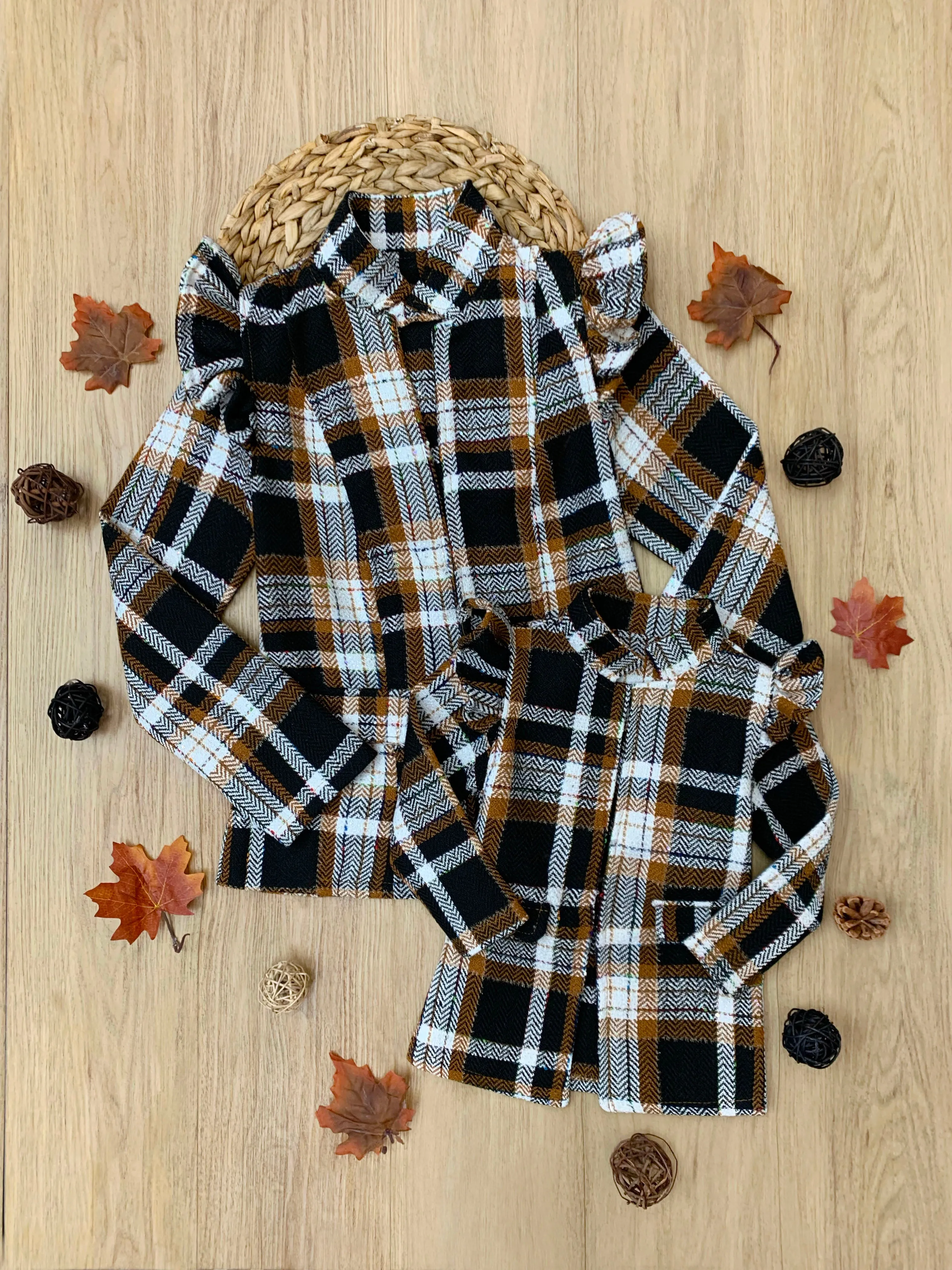 Mommy and Me Plaid Ruffled Bomber Jacket