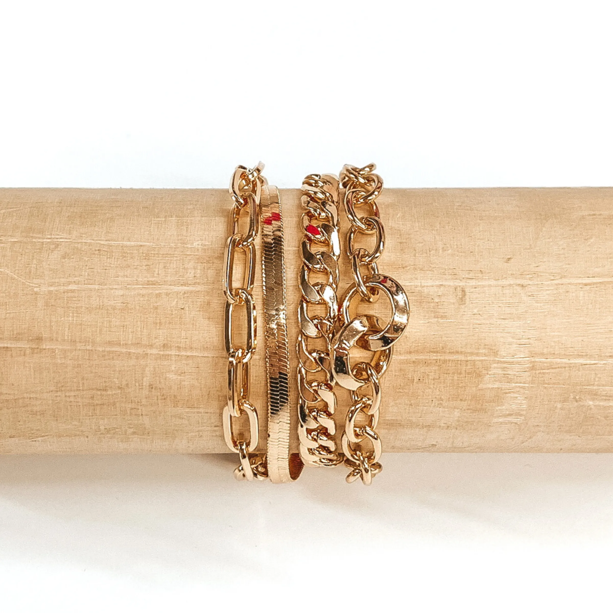 Multi Chain Gold Tone Magnetic Bracelet