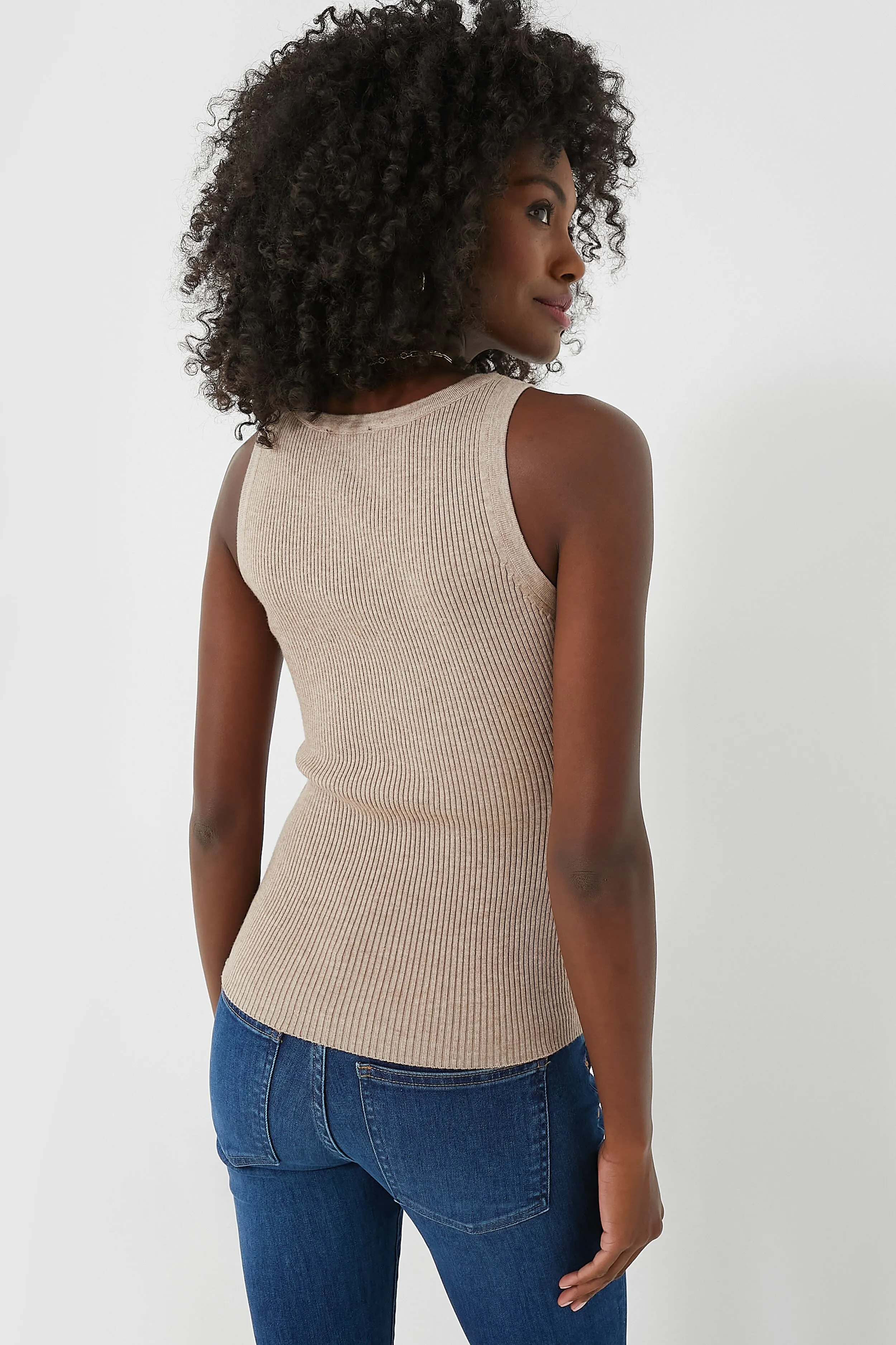 Oat Shelby Rib Knit Tank