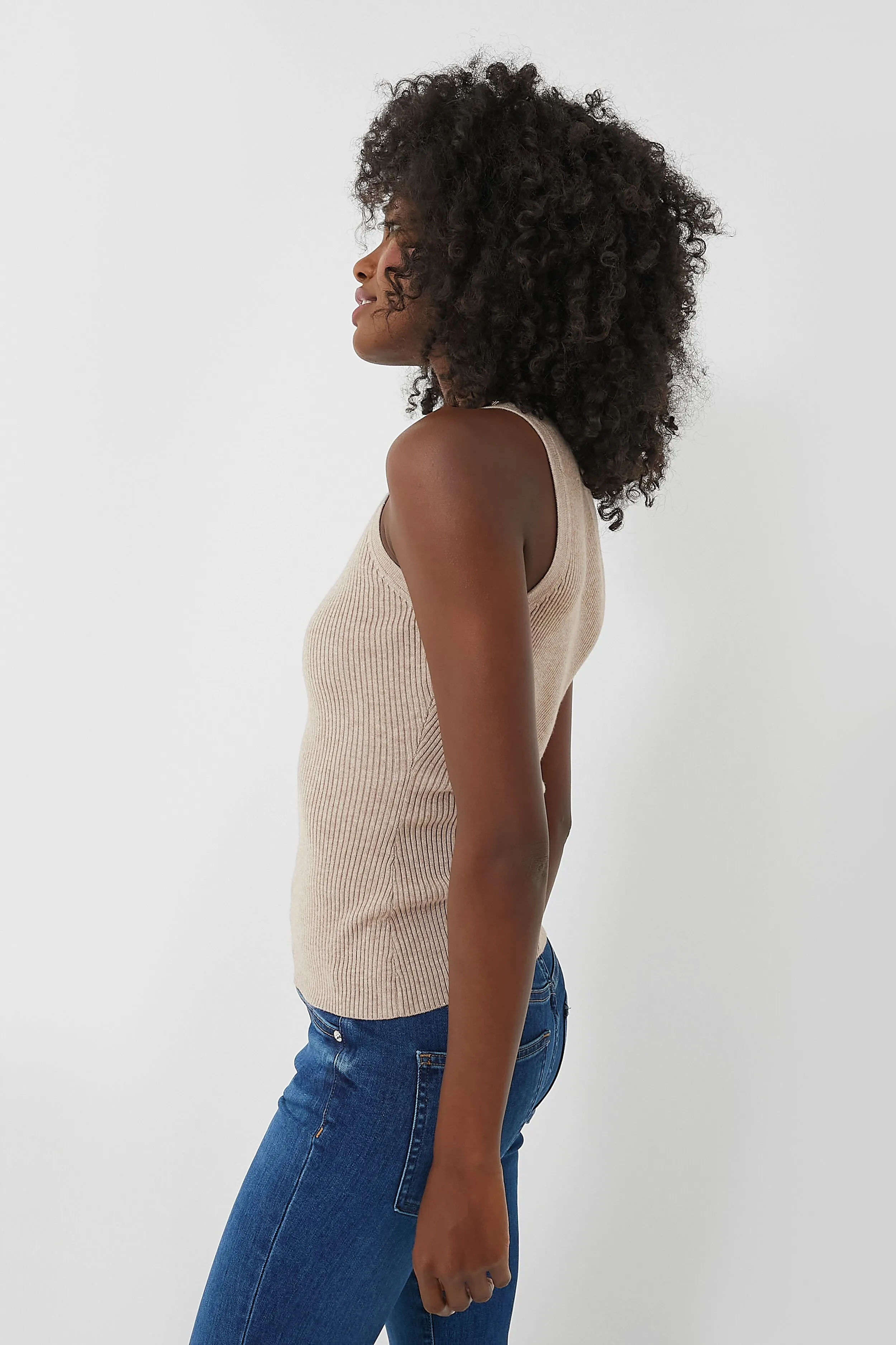 Oat Shelby Rib Knit Tank