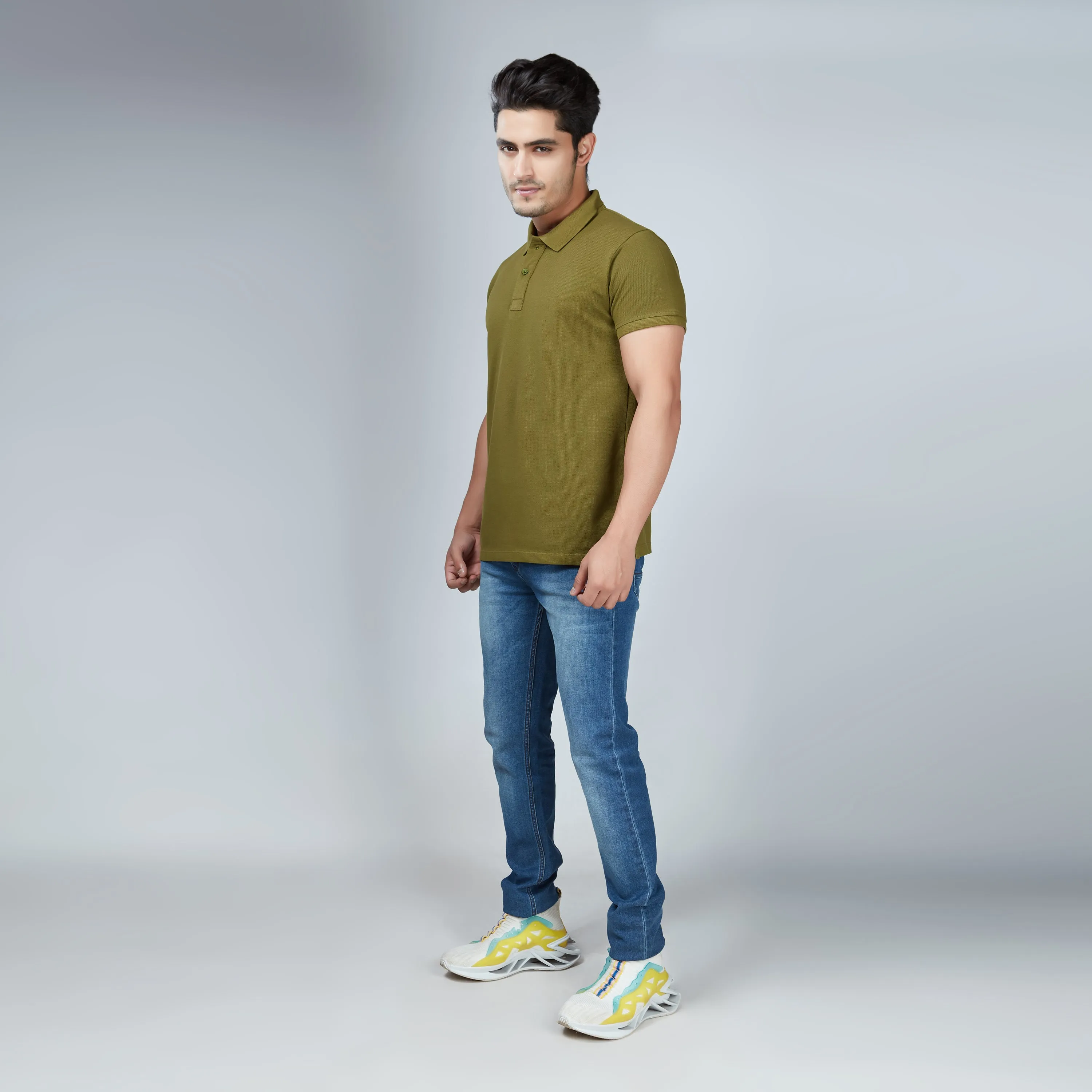 Old Olive Half Sleeve Polo T-Shirt