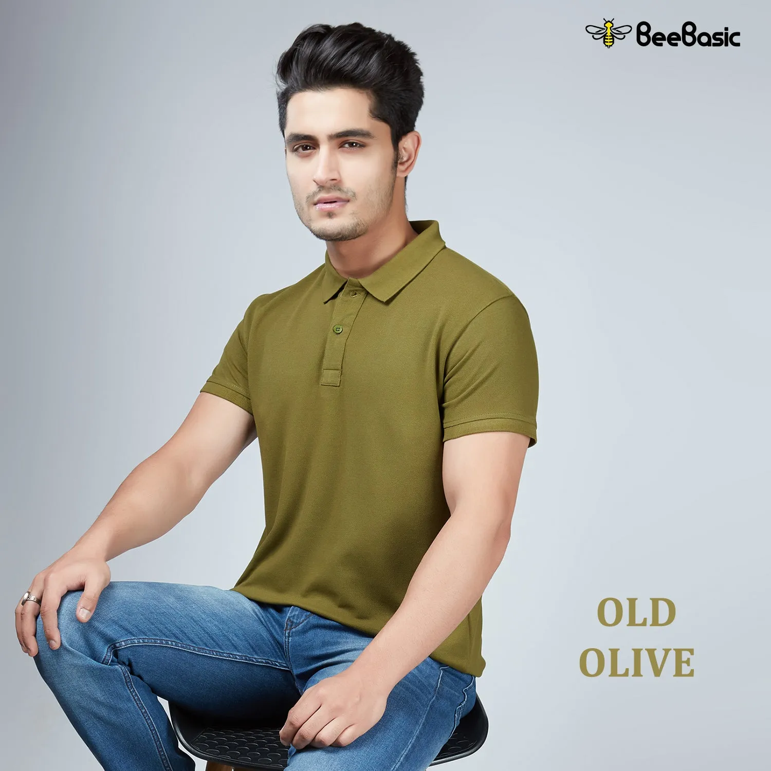 Old Olive Half Sleeve Polo T-Shirt