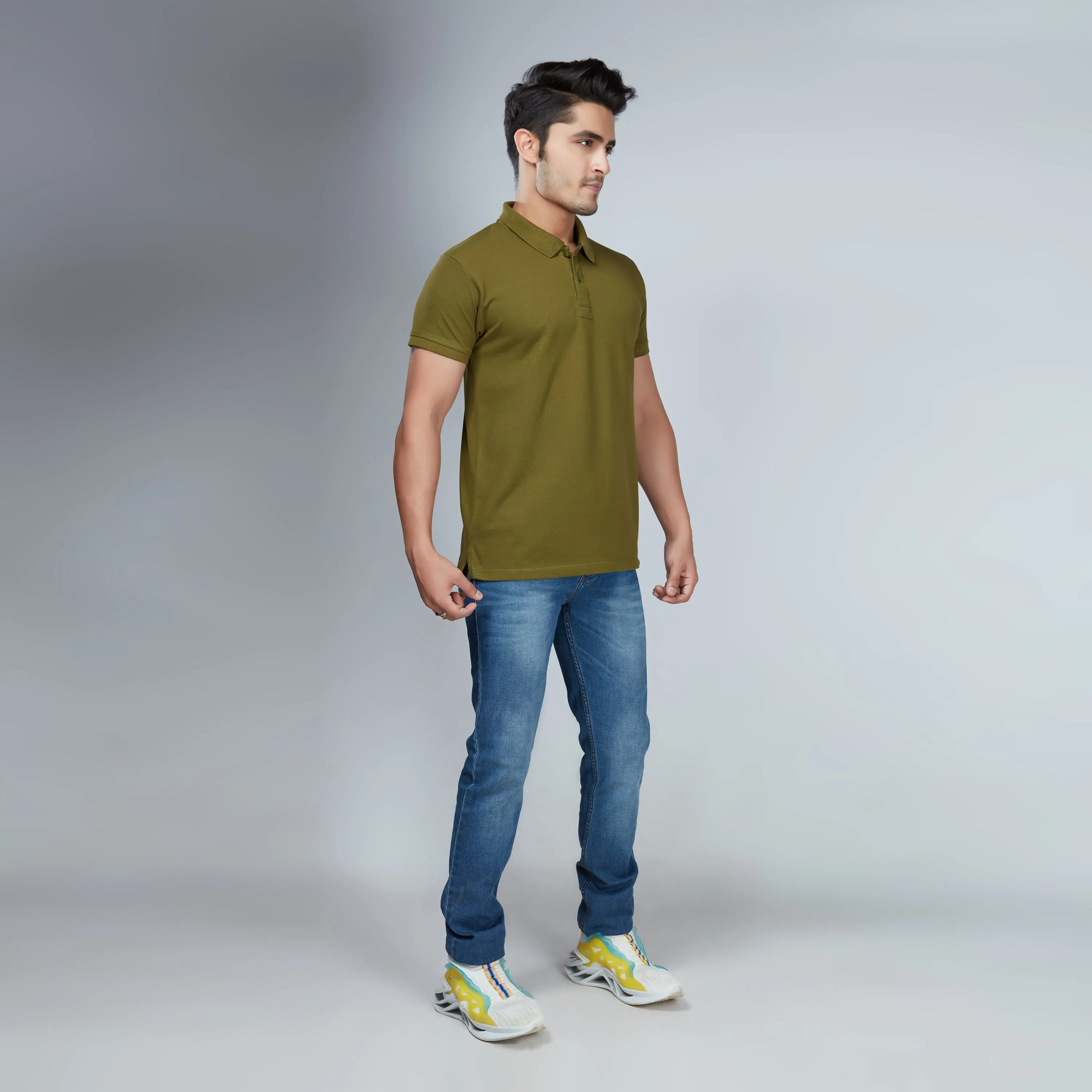 Old Olive Half Sleeve Polo T-Shirt