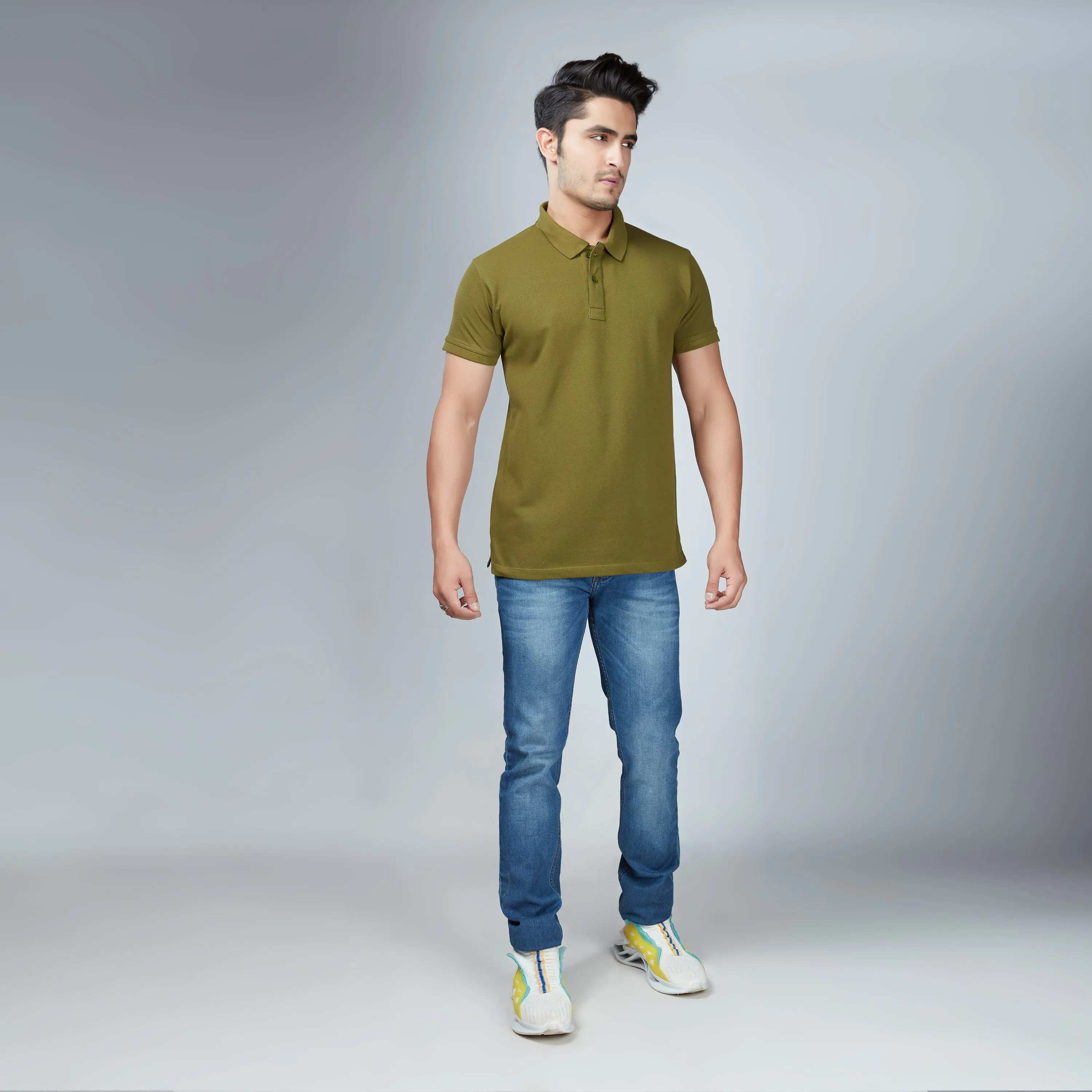 Old Olive Half Sleeve Polo T-Shirt