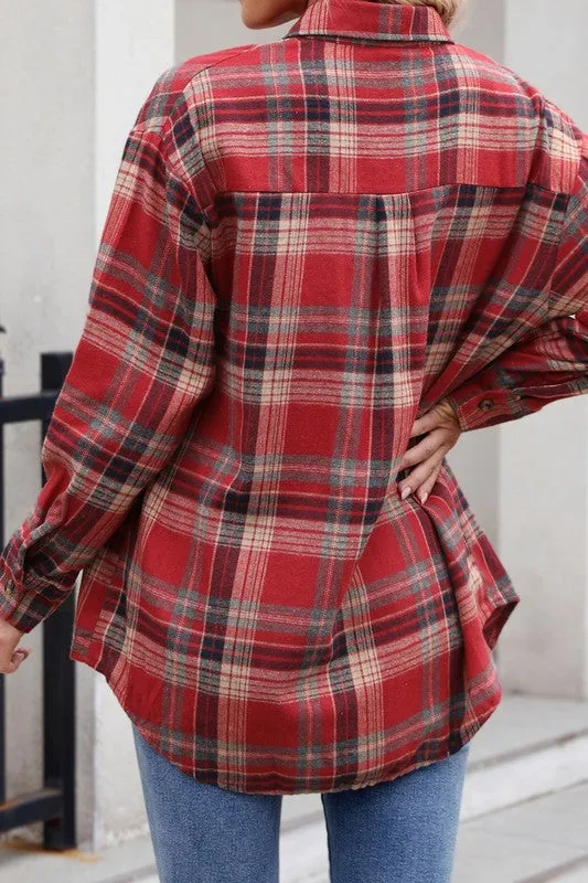 Oversized Flannel Plaid Button Down Shirt in 3 Colors