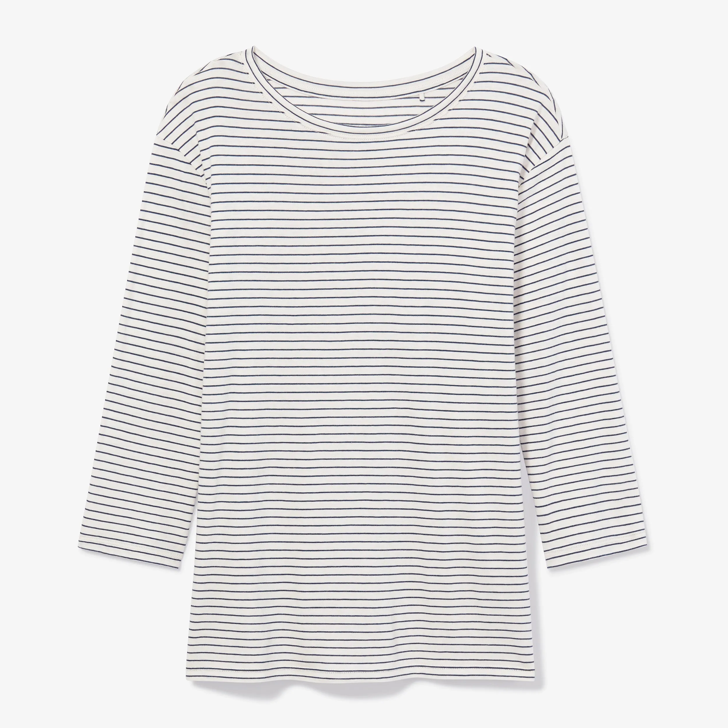 Owen T-Shirt - Thin Striped Pima Cotton :: Ivory / Coastline