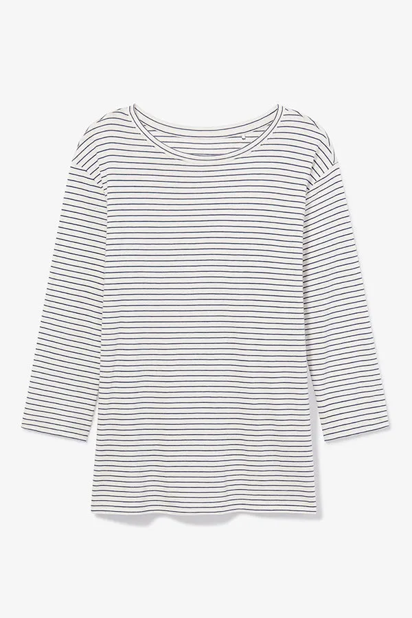 Owen T-Shirt - Thin Striped Pima Cotton :: Ivory / Coastline