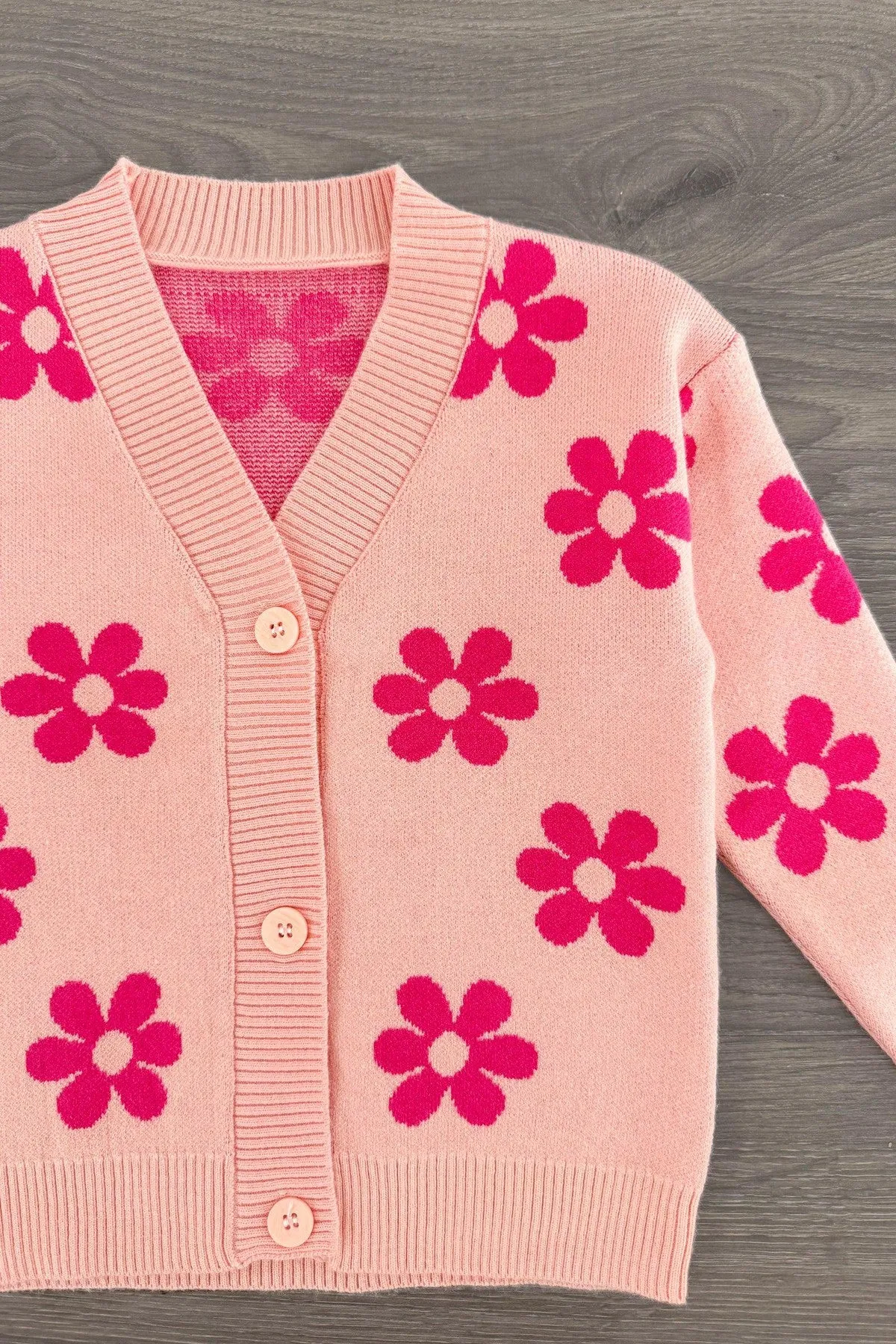 Pink Flower Sweater Cardigan