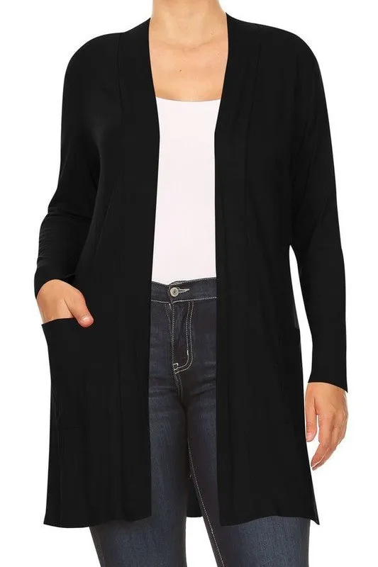 Plus Open Duster Cardigan With Pockets