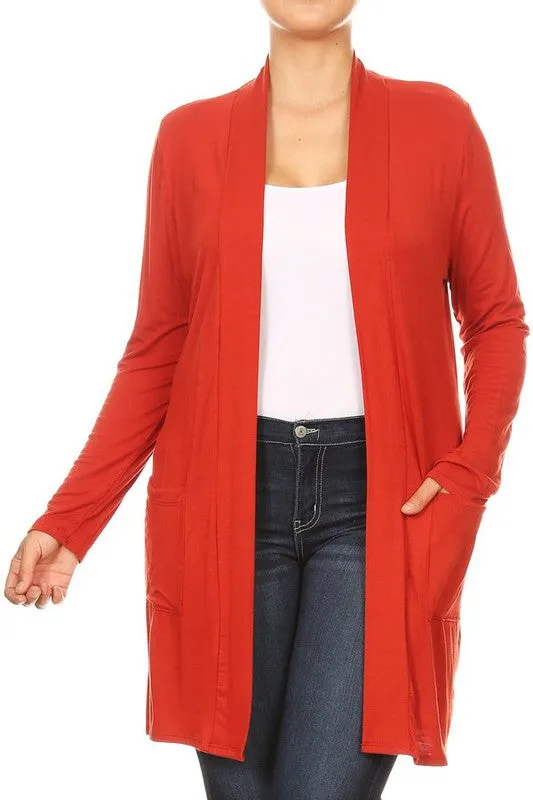 Plus Open Duster Cardigan With Pockets