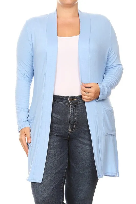 Plus Open Duster Cardigan With Pockets