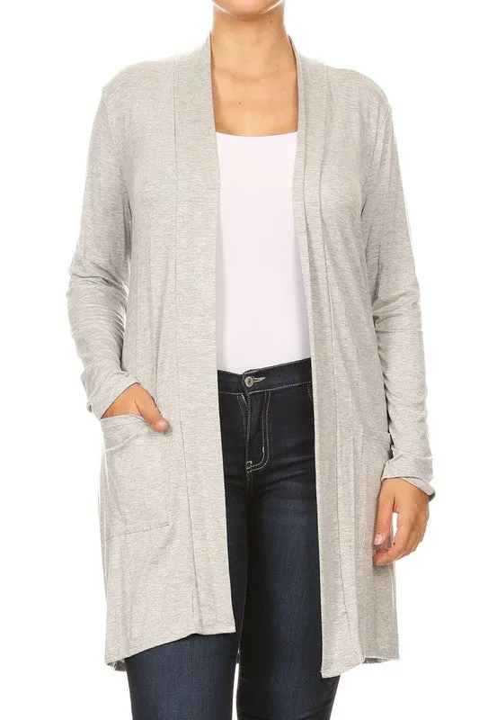 Plus Open Duster Cardigan With Pockets