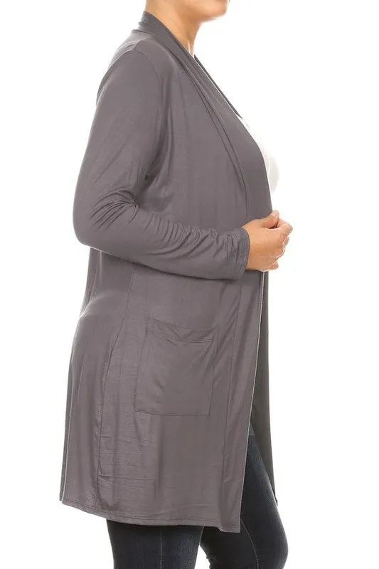 Plus Open Duster Cardigan With Pockets