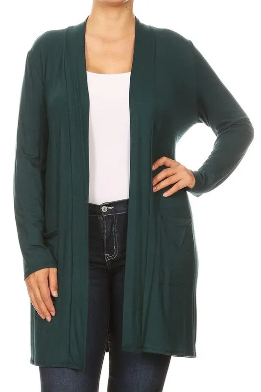 Plus Open Duster Cardigan With Pockets