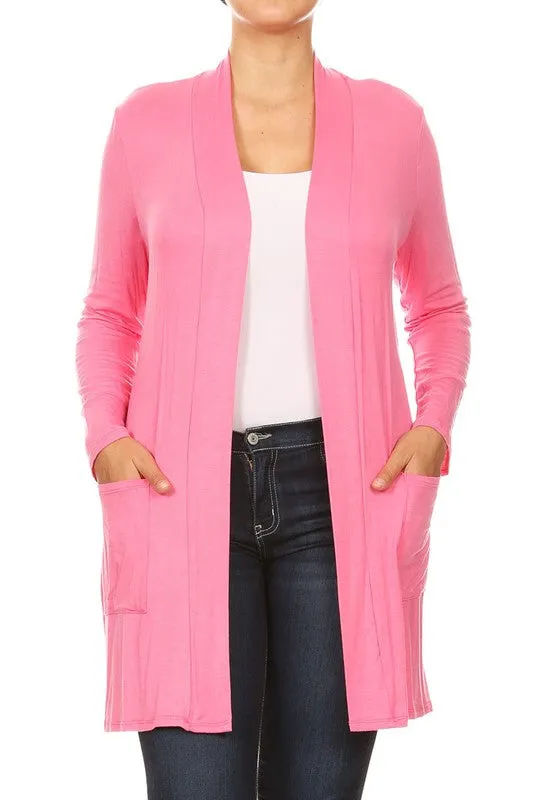 Plus Open Duster Cardigan With Pockets