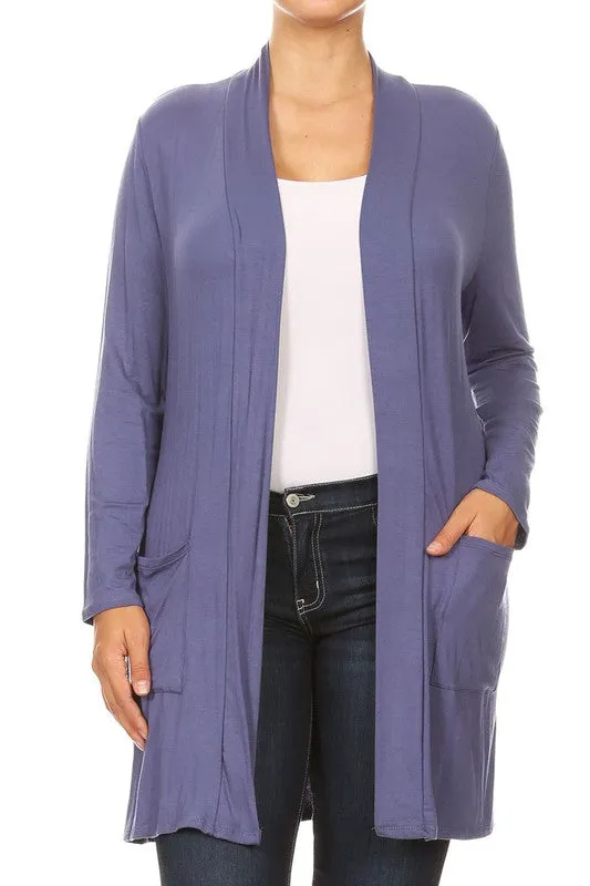 Plus Open Duster Cardigan With Pockets