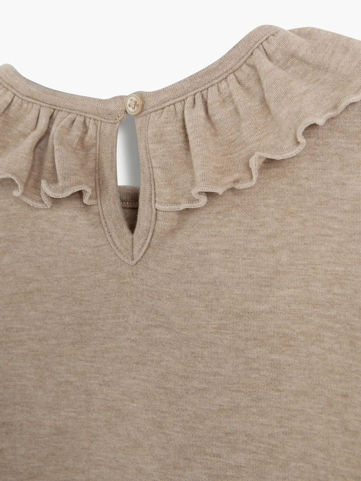 Plush Jersey Pierrot Collar Blouse - Kids - Beige Melange