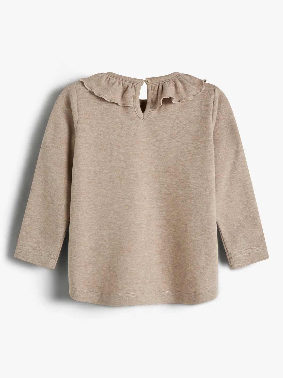 Plush Jersey Pierrot Collar Blouse - Little - Beige Melange