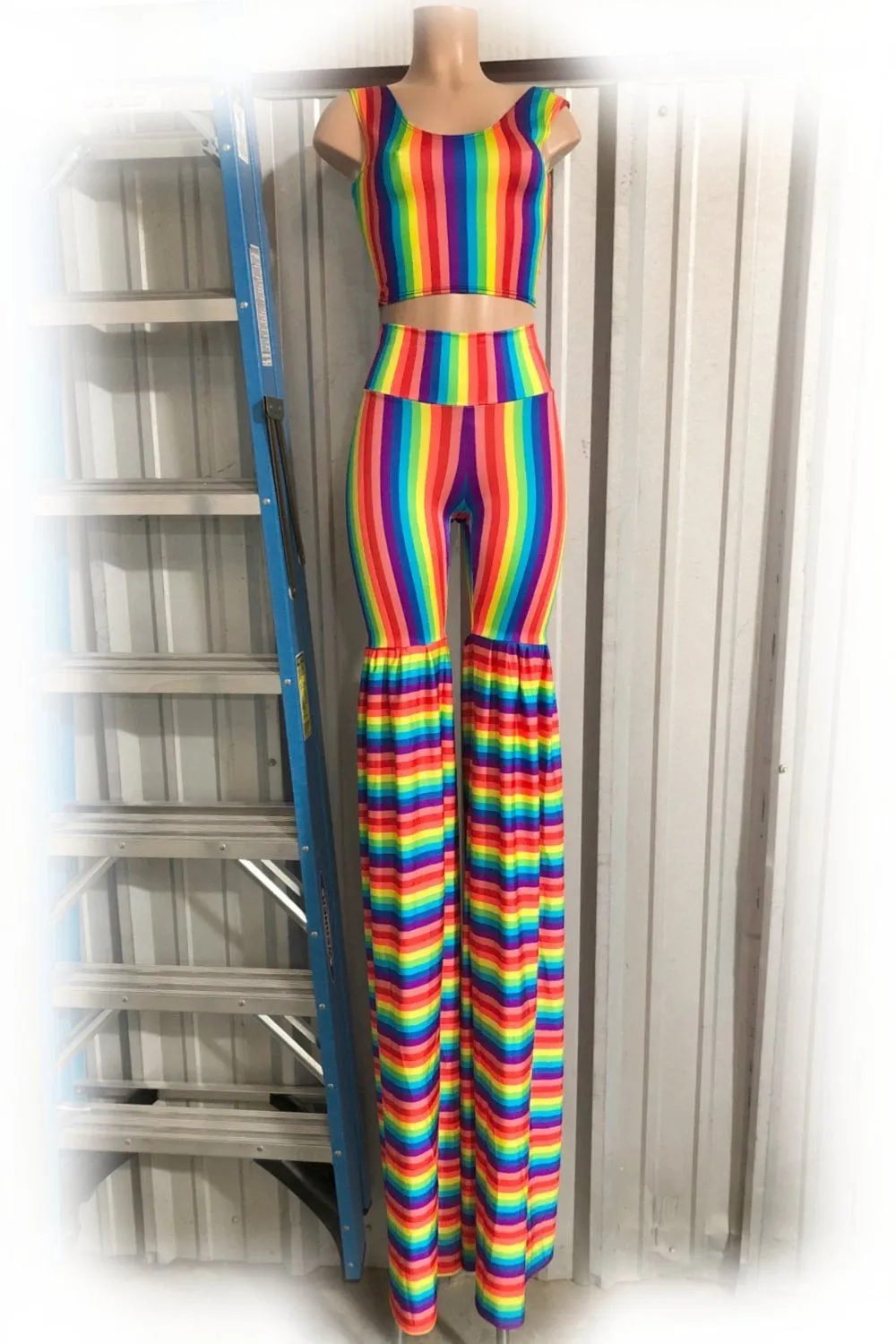 Rainbow Striped 2PC Stilting Costume