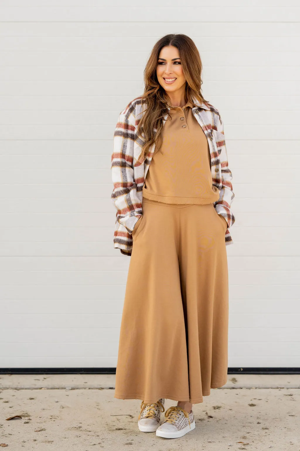 Raw Edge Flowy Wide Leg Pants Set