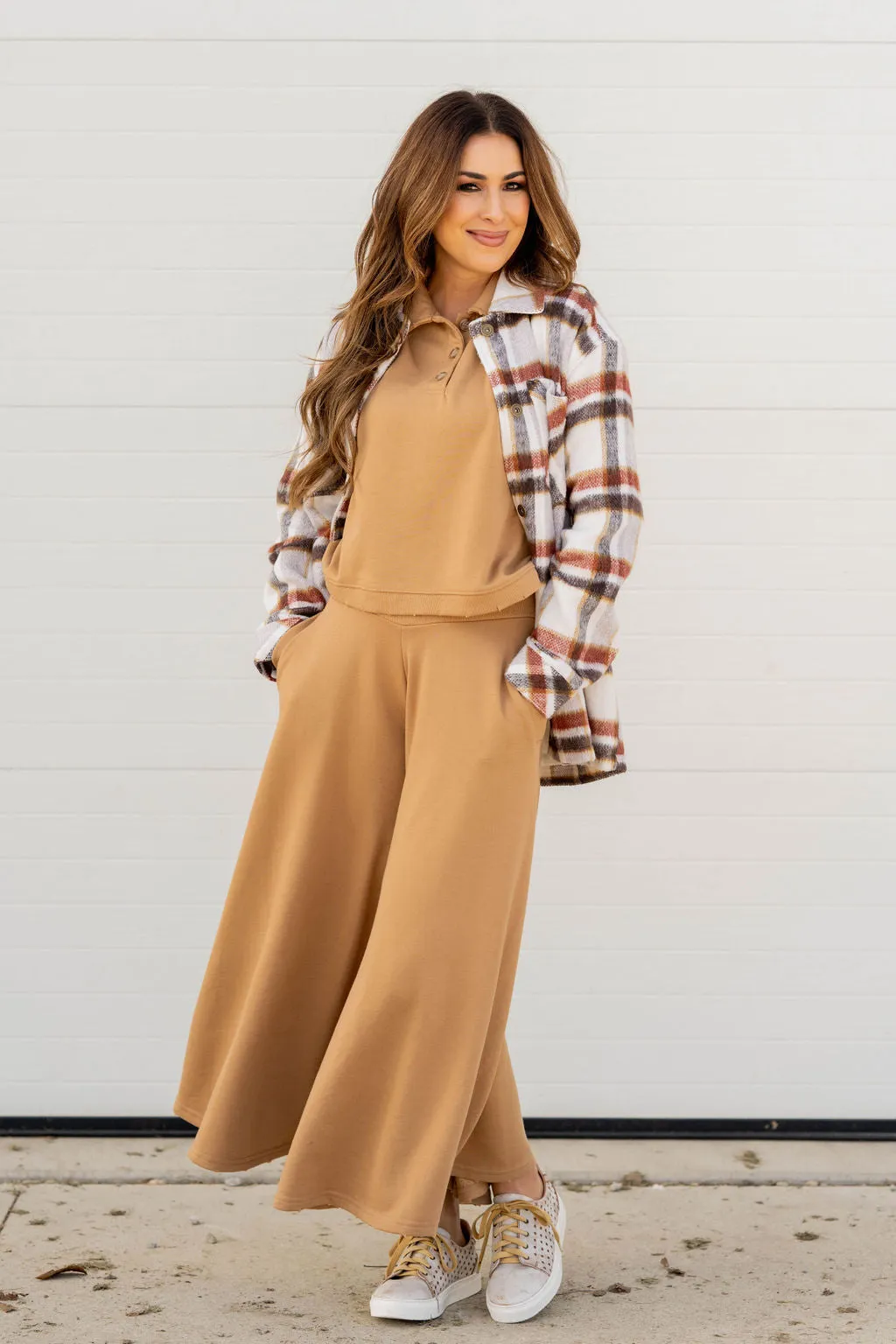 Raw Edge Flowy Wide Leg Pants Set