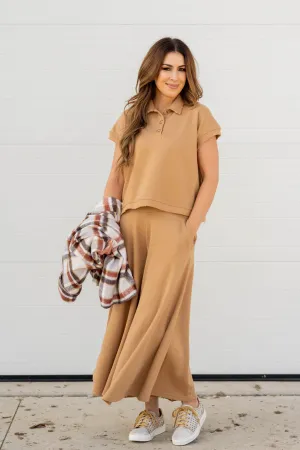 Raw Edge Flowy Wide Leg Pants Set