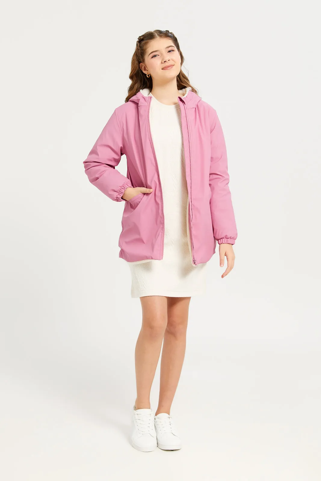 Senior Girls Pink Hooded Jacket