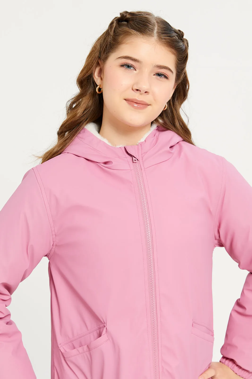 Senior Girls Pink Hooded Jacket