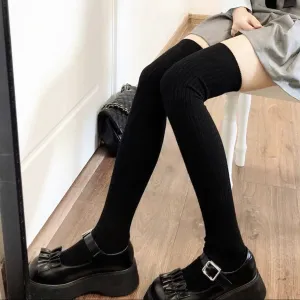 Sohiwoo Women Long Socks Autumn Winter Warm Over Knee Thigh High Stockings Solid Color Lolita JK Sexy Fashion Kawaii Y2K Cosplay Socks