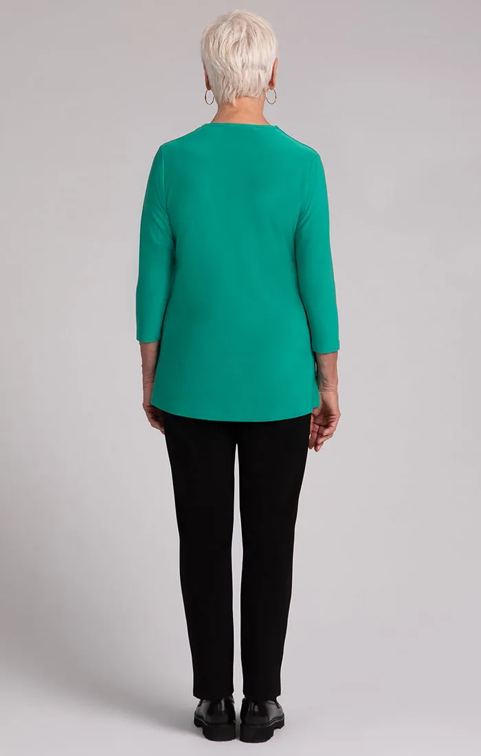 Square Neck Top, 3/4 Sleeve