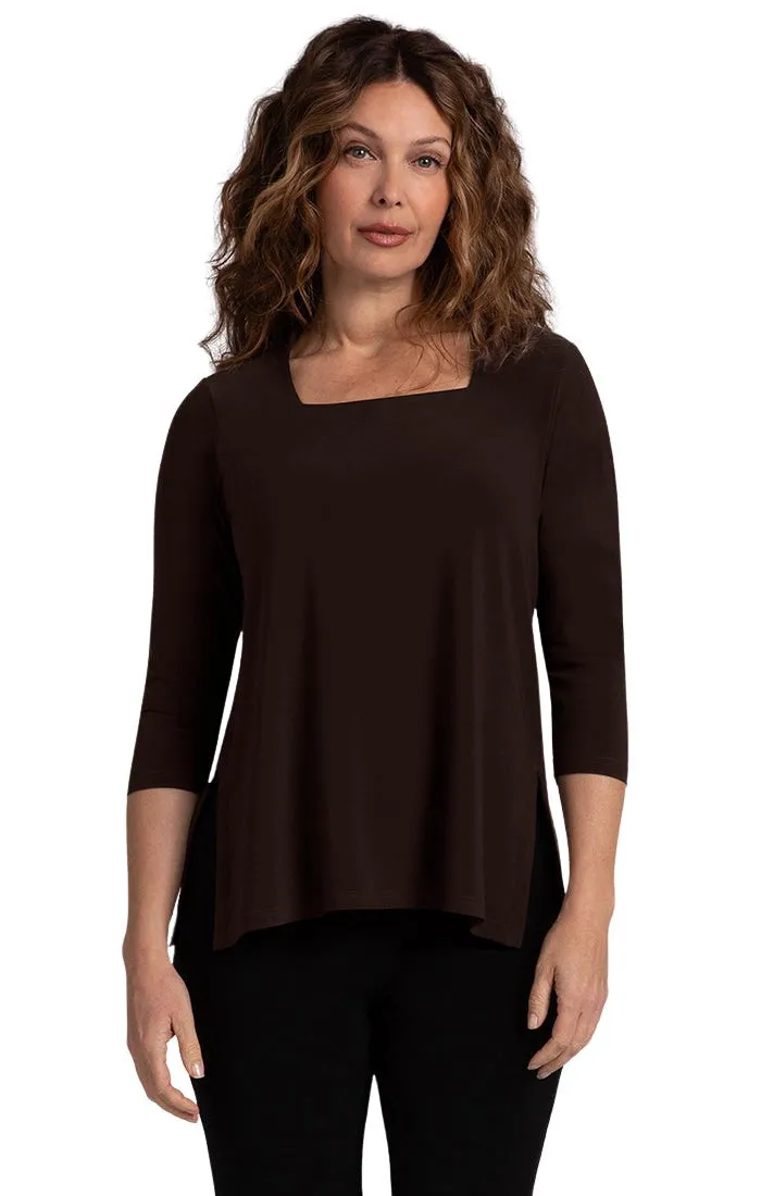 Square Neck Top, 3/4 Sleeve