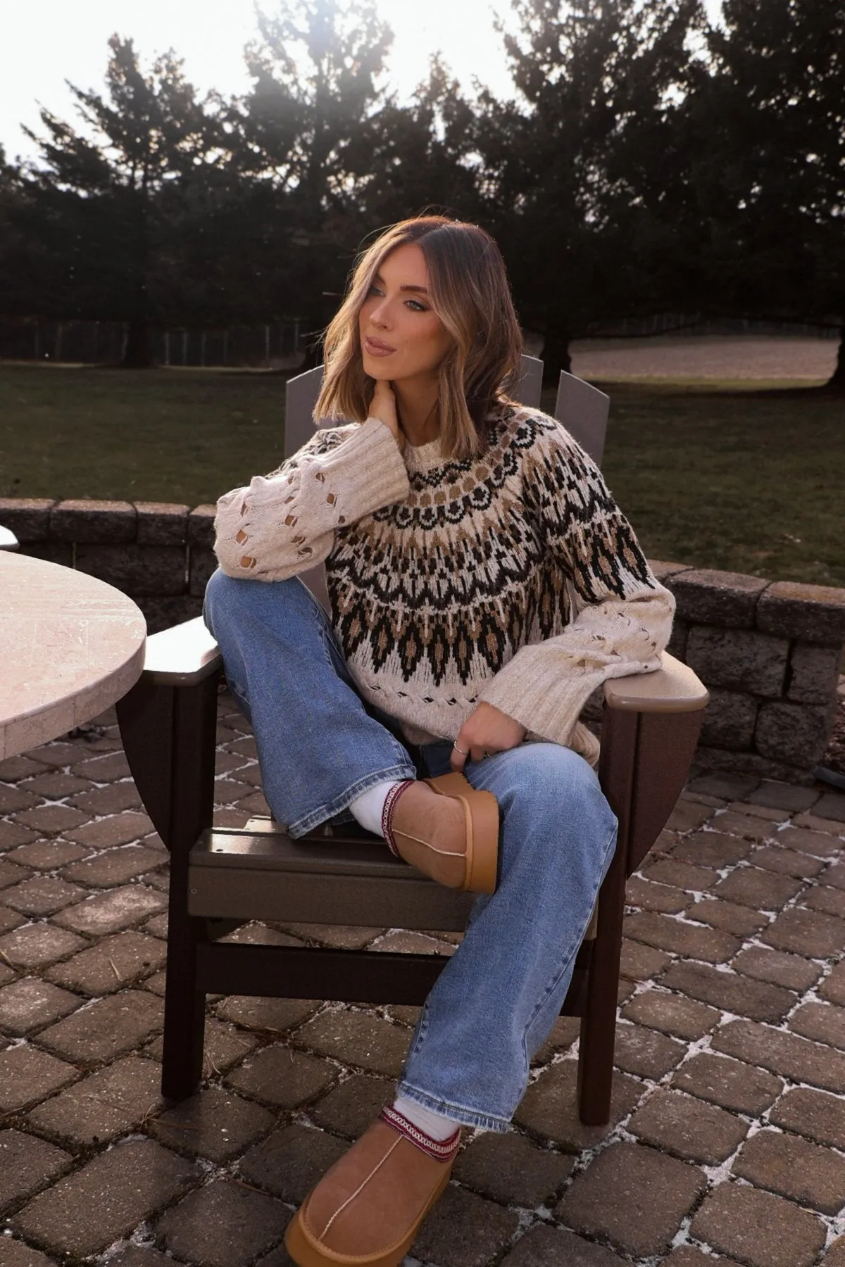 Steve Madden Cream Suzette Fair Isle Sweater