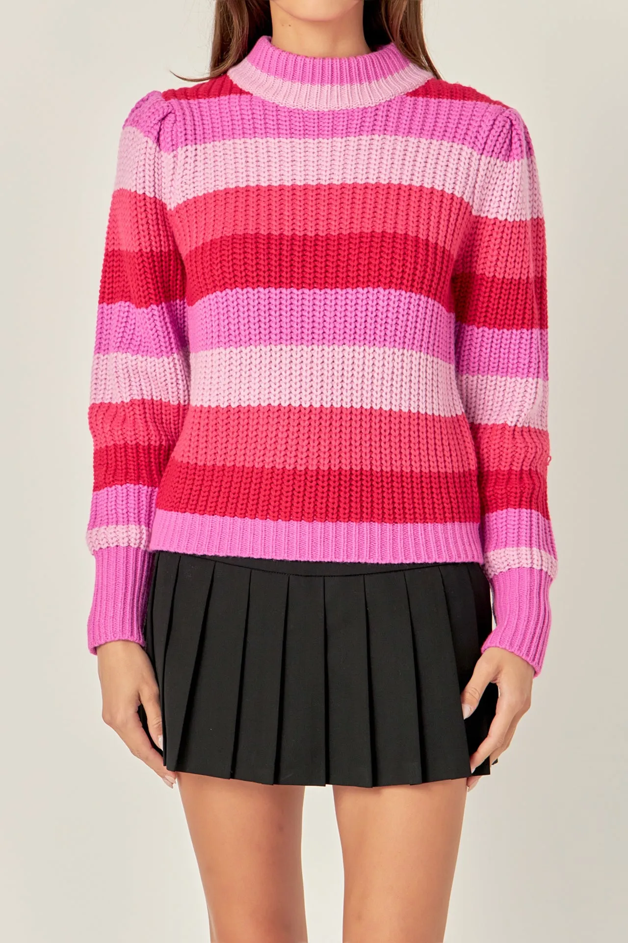 Stripe Mockneck Long Sleeve Sweater