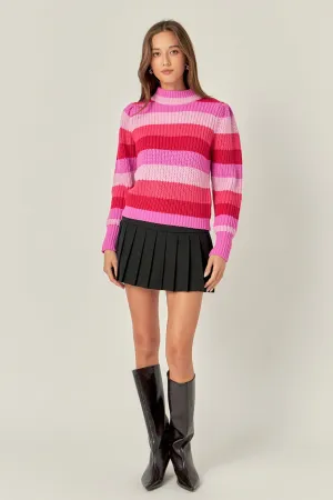 Stripe Mockneck Long Sleeve Sweater