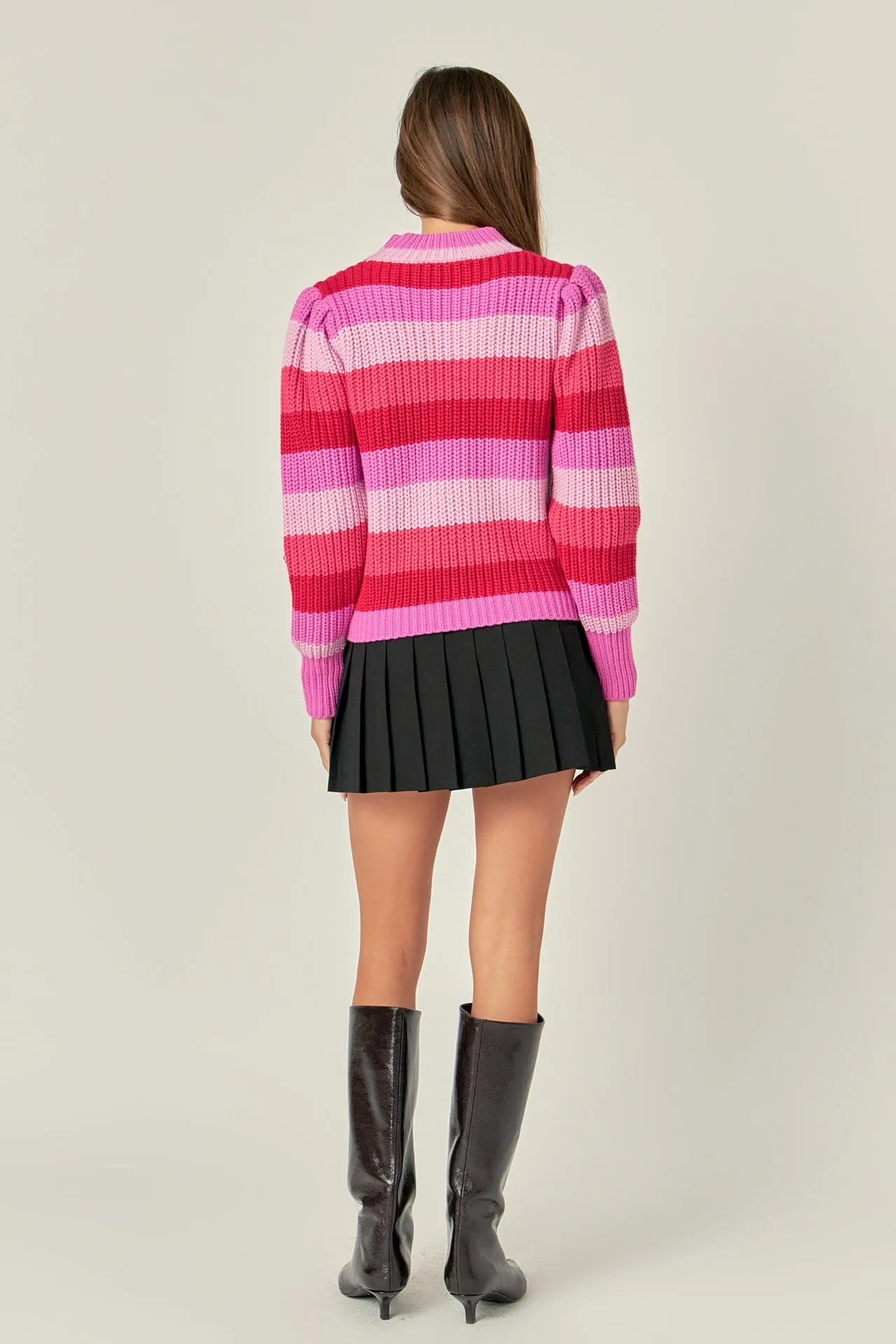 Stripe Mockneck Long Sleeve Sweater