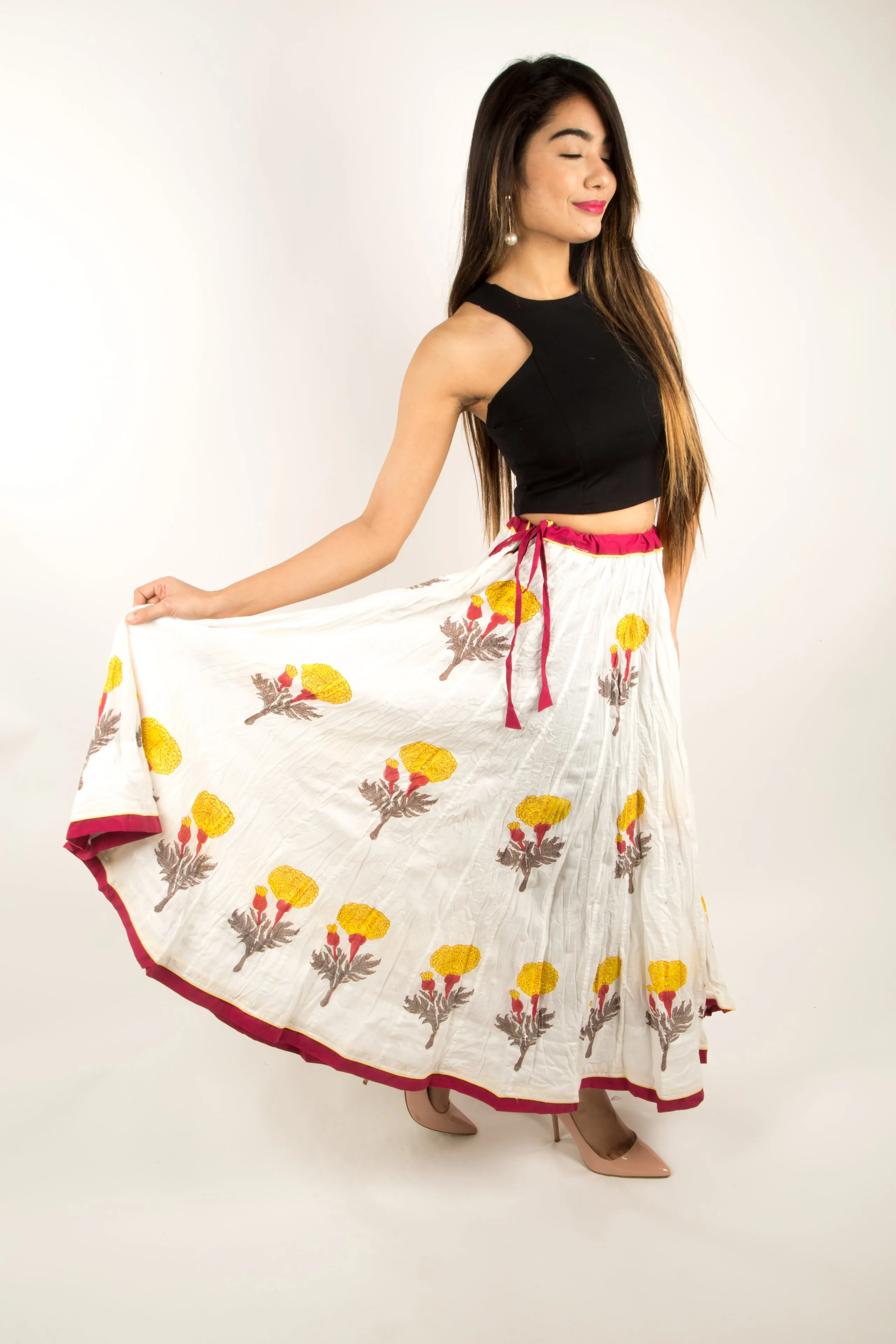 Swing Skirt-Yellow Mogra