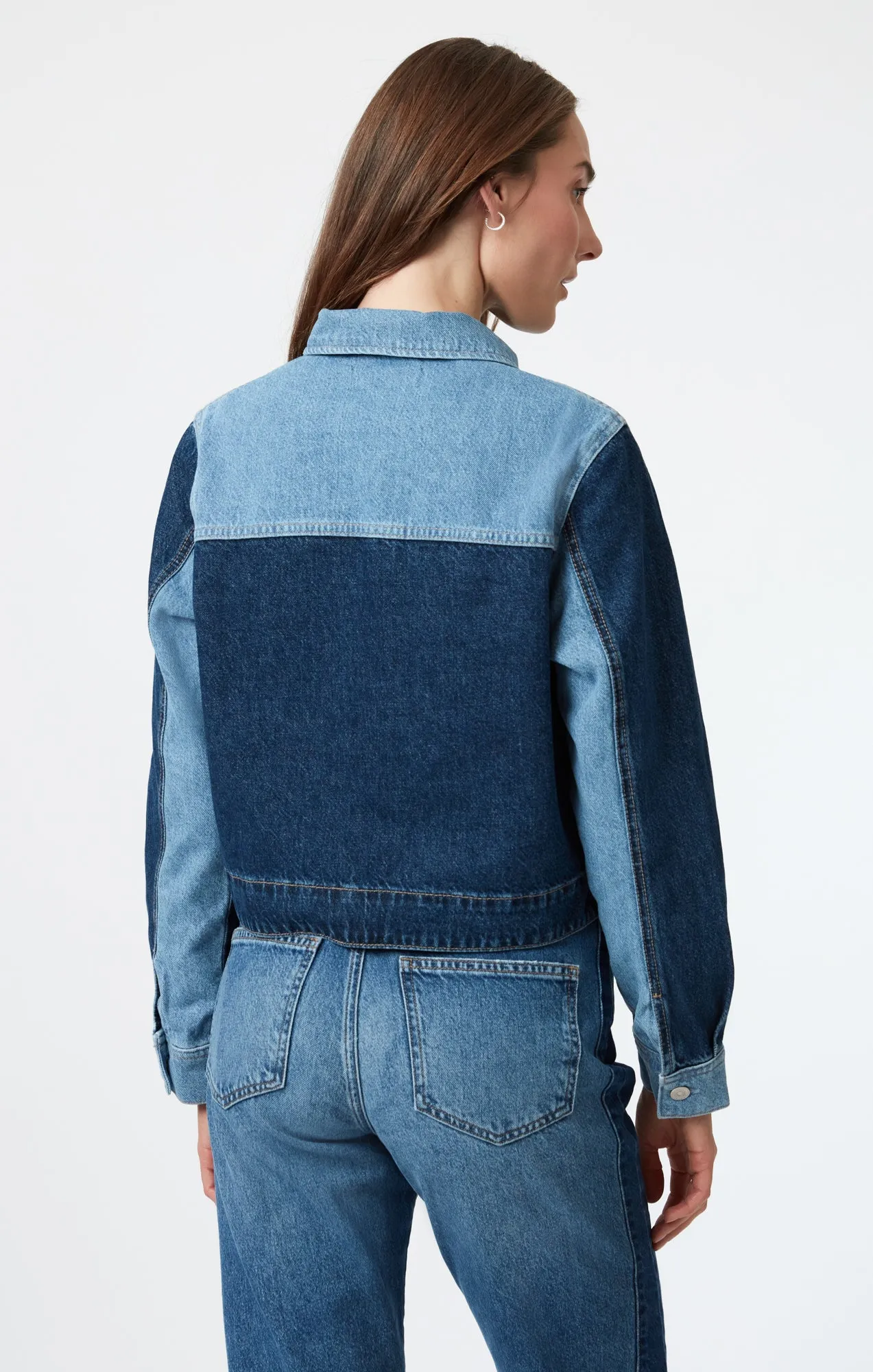 TANYA DENIM JACKET IN MIX BLUE BLOCKING