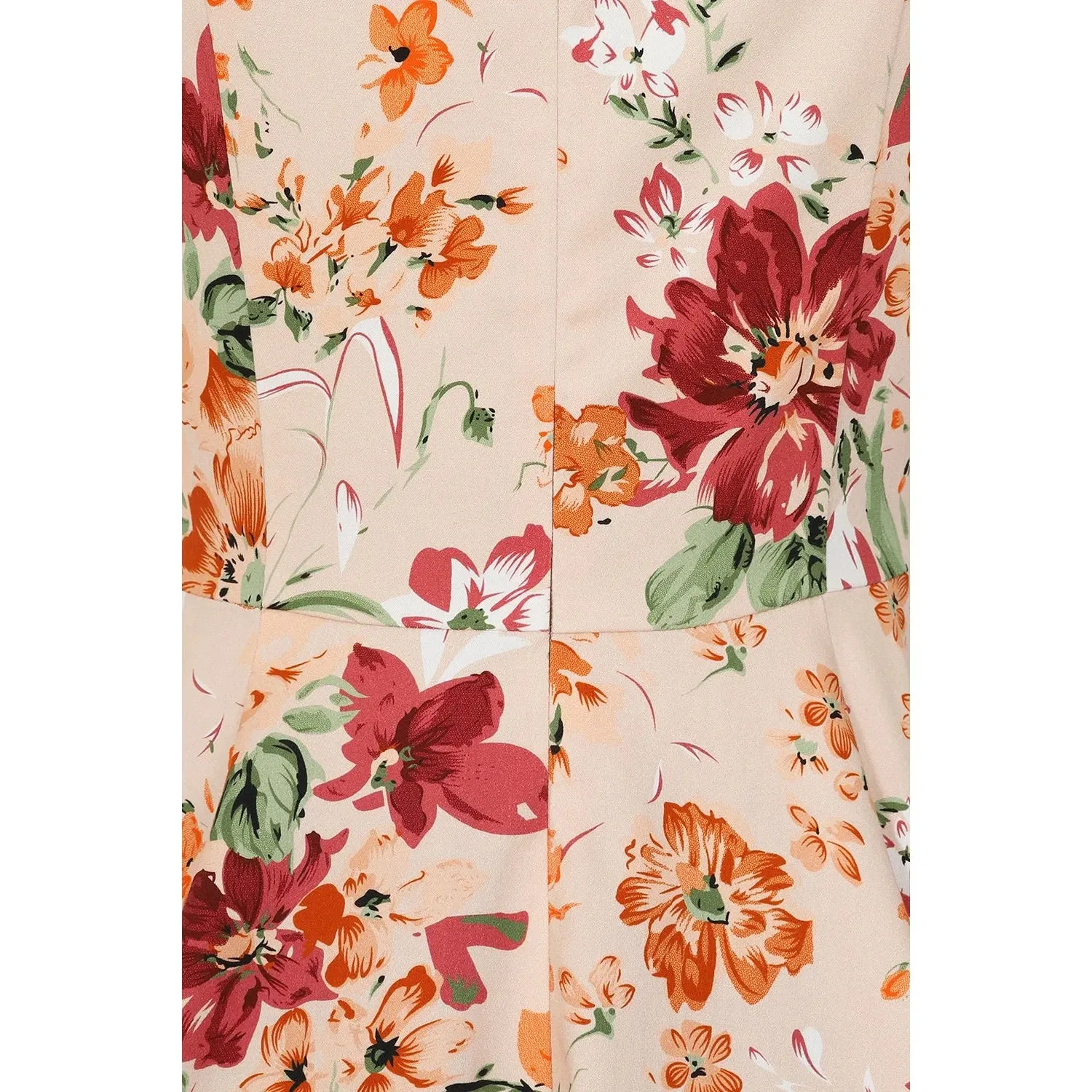 Warm Orange Sleeveless Floral Swing Tea Dress