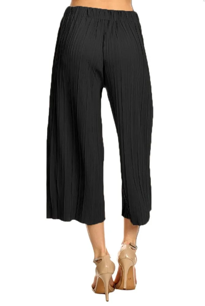 Wide Leg Pants Pleated Cropped Palazzo Lounge Pants