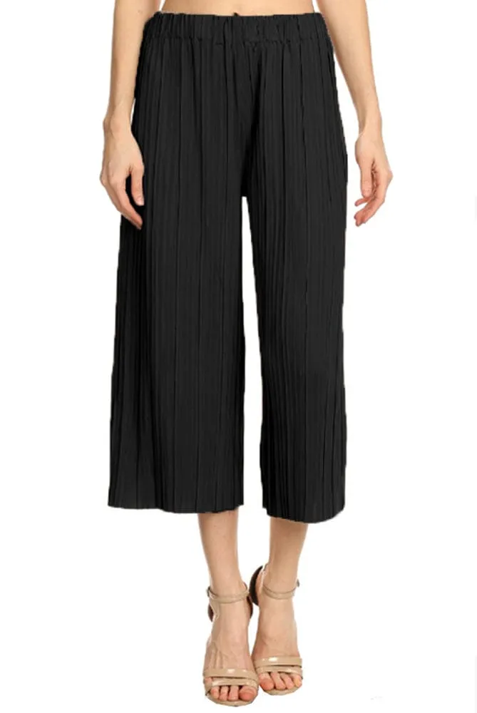 Wide Leg Pants Pleated Cropped Palazzo Lounge Pants