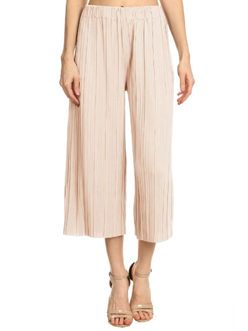 Wide Leg Pants Pleated Cropped Palazzo Lounge Pants