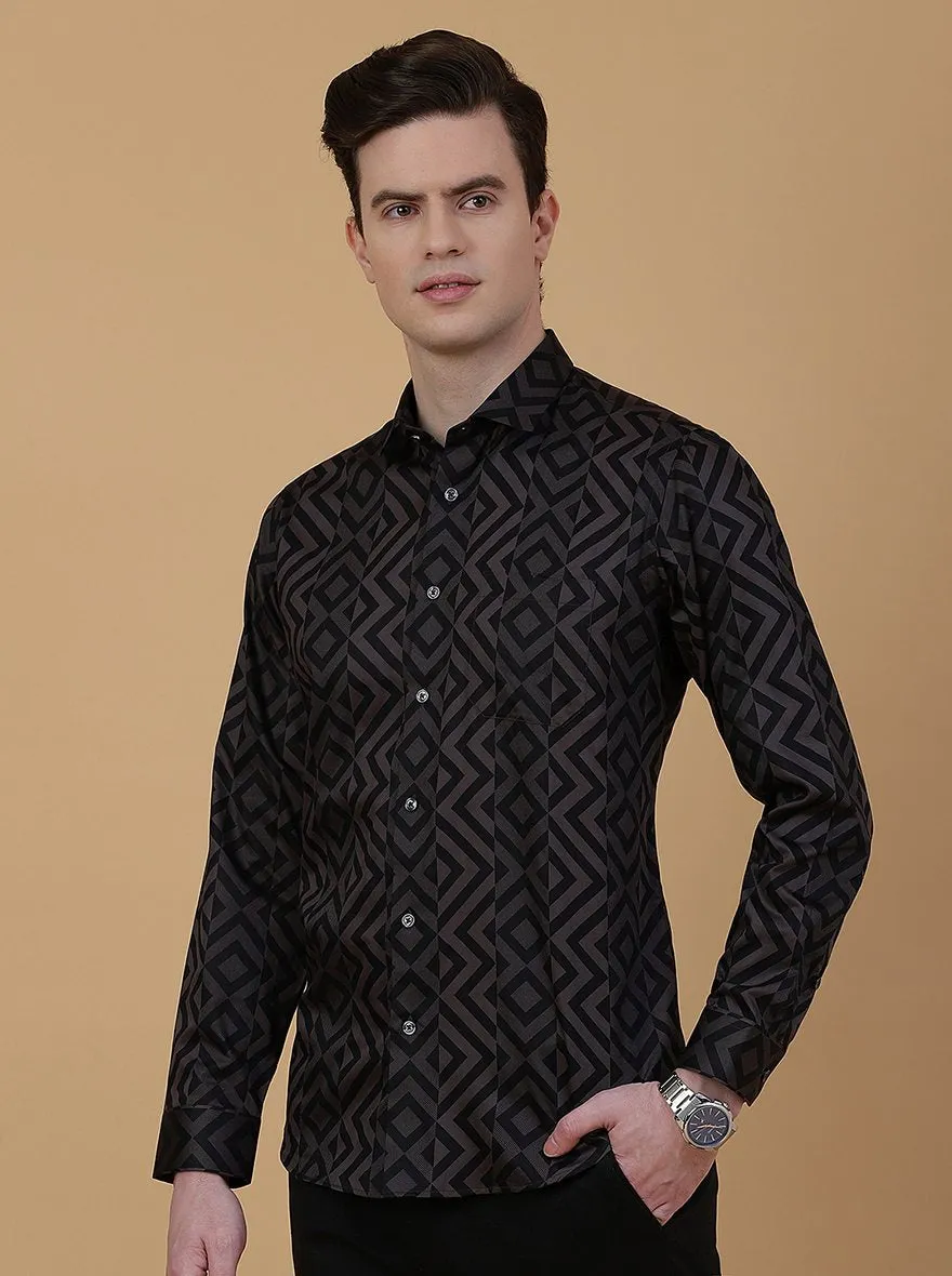 Wine Printed Slim Fit Party Wear Shirt | Greenfibre