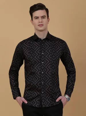 Wine Printed Slim Fit Party Wear Shirt | Greenfibre