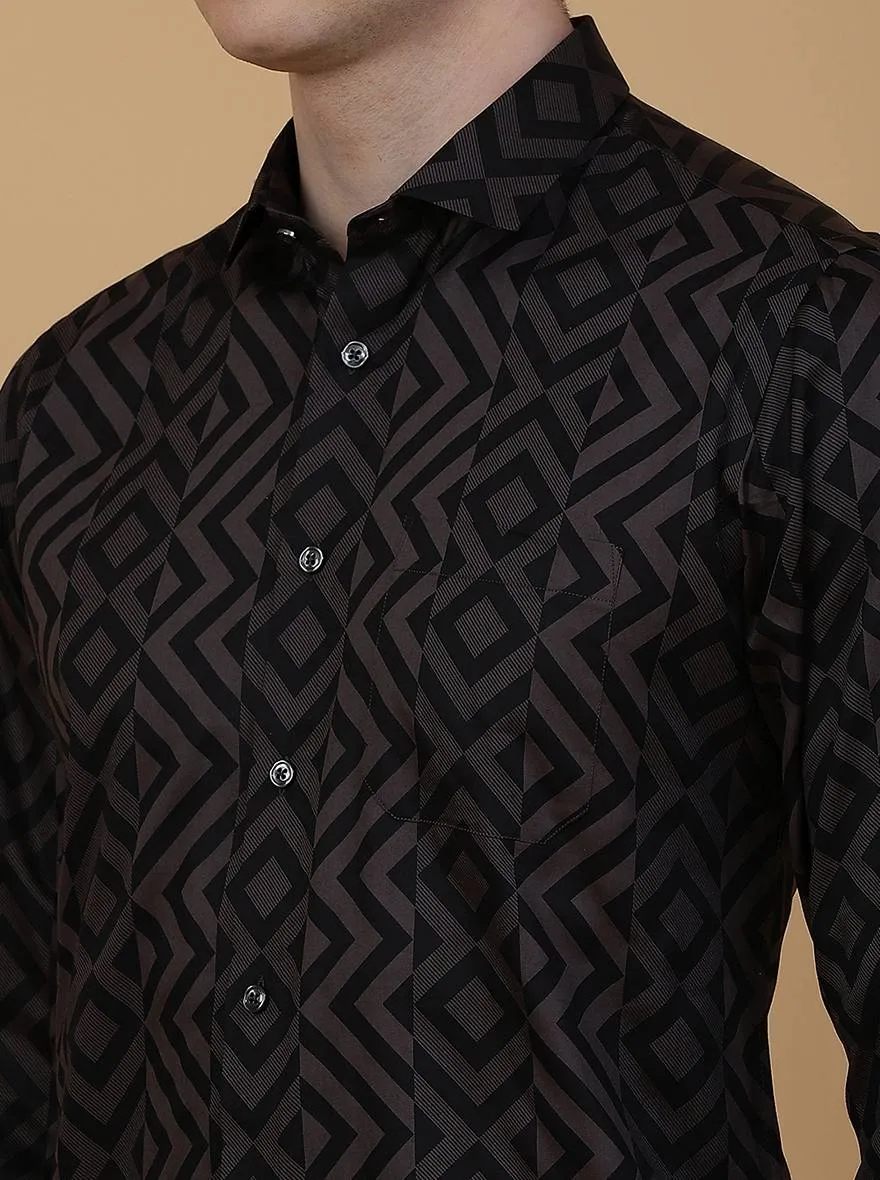 Wine Printed Slim Fit Party Wear Shirt | Greenfibre